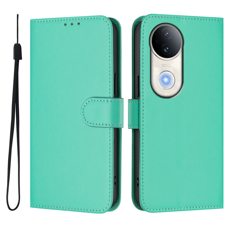 For vivo S20 Skin Feel Solid Color Leather Phone Case with Lanyard