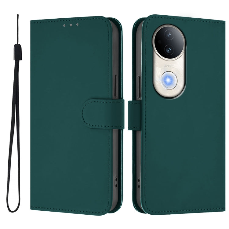 For vivo S20 Skin Feel Solid Color Leather Phone Case with Lanyard