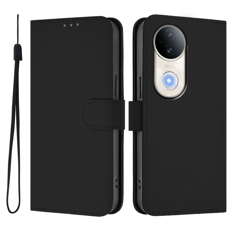 For vivo S20 Skin Feel Solid Color Leather Phone Case with Lanyard