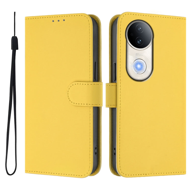 For vivo S20 Skin Feel Solid Color Leather Phone Case with Lanyard