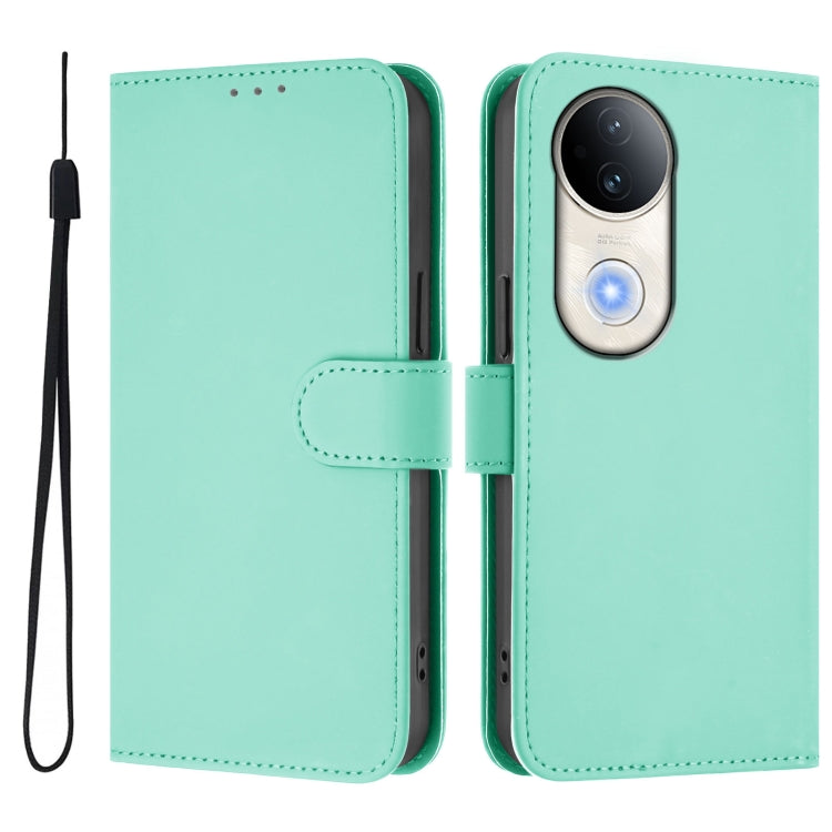 For vivo S20 Skin Feel Solid Color Leather Phone Case with Lanyard