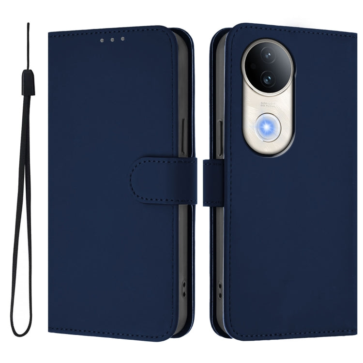 For vivo S20 Skin Feel Solid Color Leather Phone Case with Lanyard