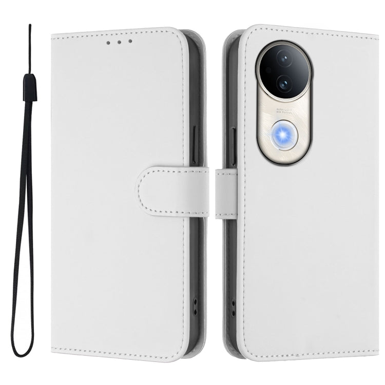 For vivo S20 Skin Feel Solid Color Leather Phone Case with Lanyard