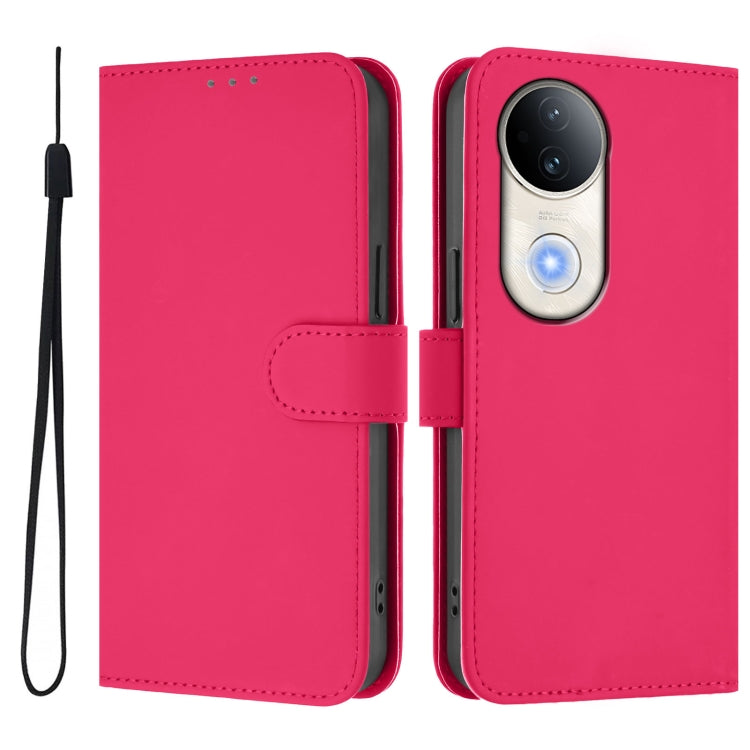 For vivo S20 Skin Feel Solid Color Leather Phone Case with Lanyard