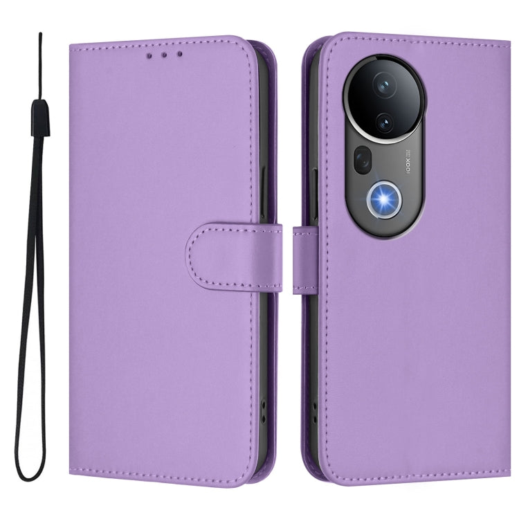 For vivo S20 Pro Skin Feel Solid Color Leather Phone Case with Lanyard