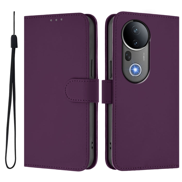 For vivo S20 Pro Skin Feel Solid Color Leather Phone Case with Lanyard