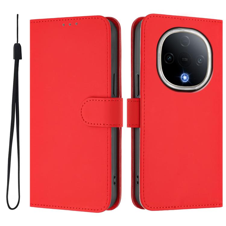 For vivo Y300 Skin Feel Solid Color Leather Phone Case with Lanyard