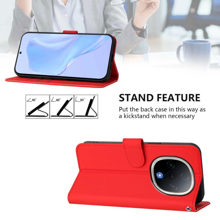 For vivo Y300 Skin Feel Solid Color Leather Phone Case with Lanyard