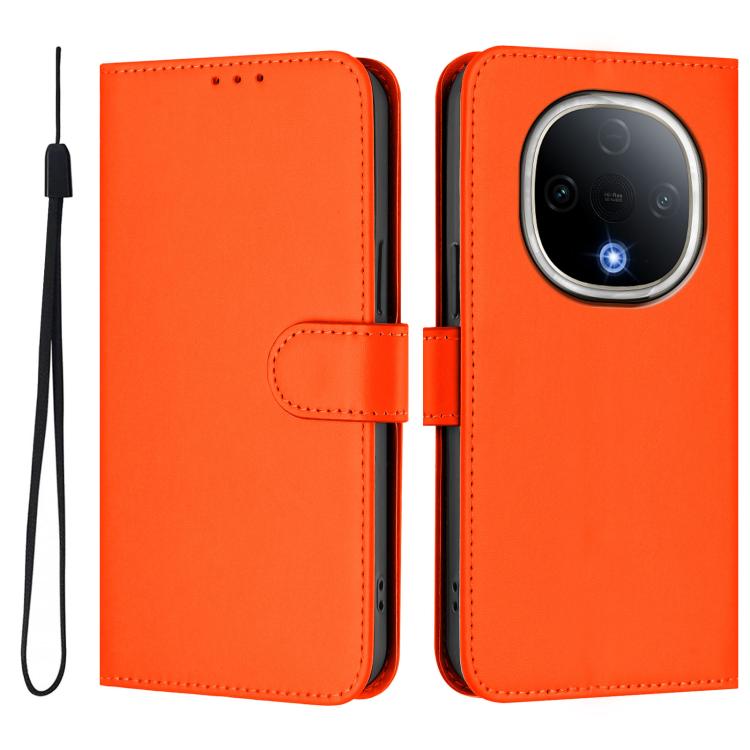 For vivo Y300 Skin Feel Solid Color Leather Phone Case with Lanyard
