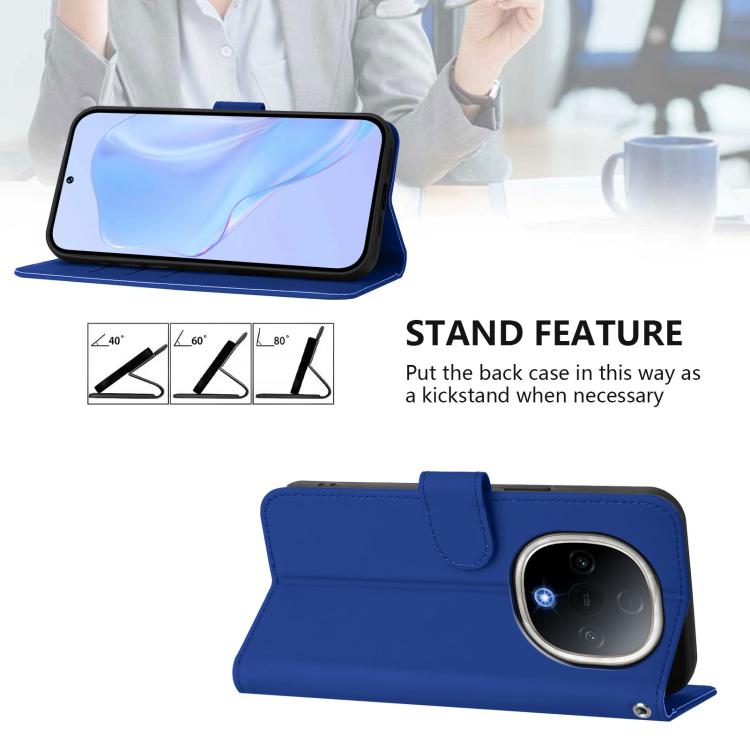 For vivo Y300 Skin Feel Solid Color Leather Phone Case with Lanyard