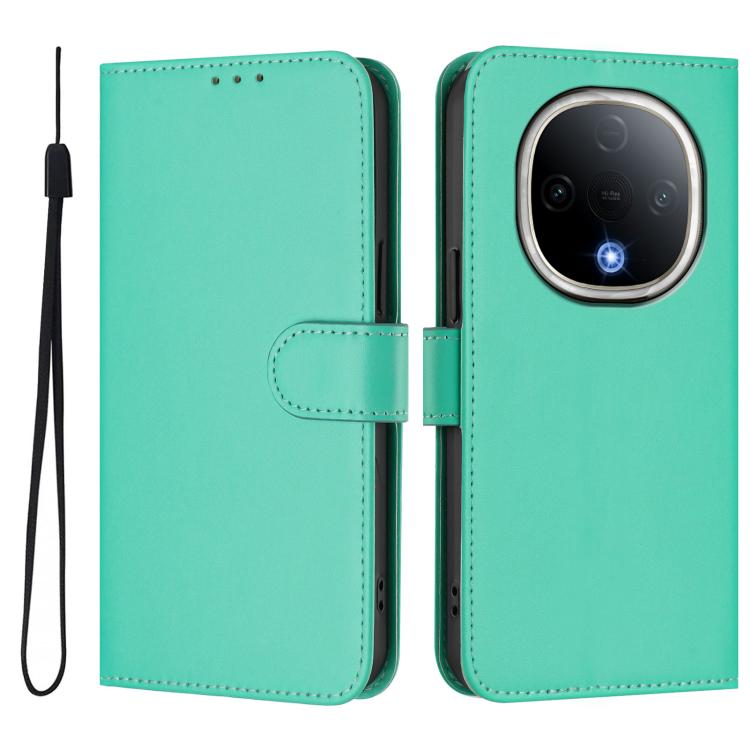 For vivo Y300 Skin Feel Solid Color Leather Phone Case with Lanyard