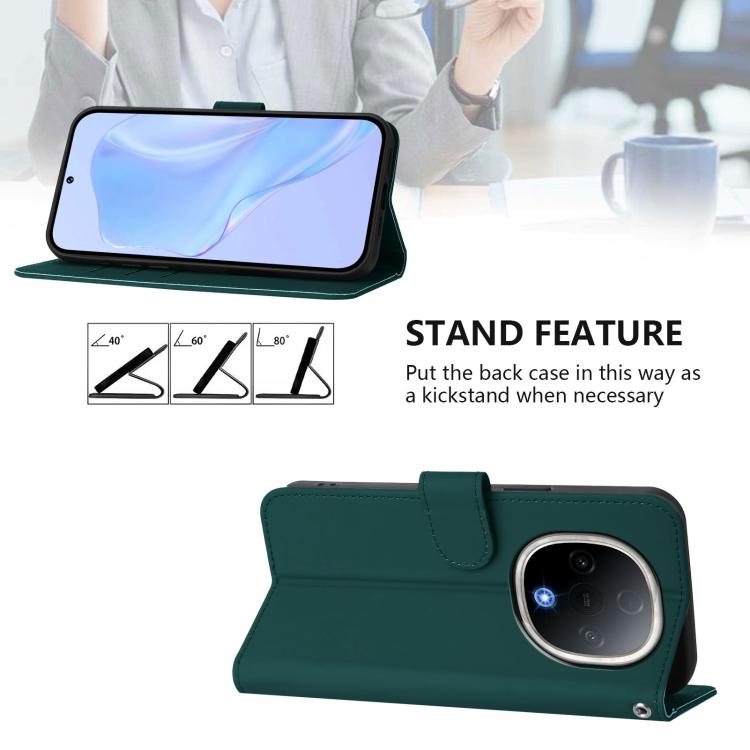 For vivo Y300 Skin Feel Solid Color Leather Phone Case with Lanyard
