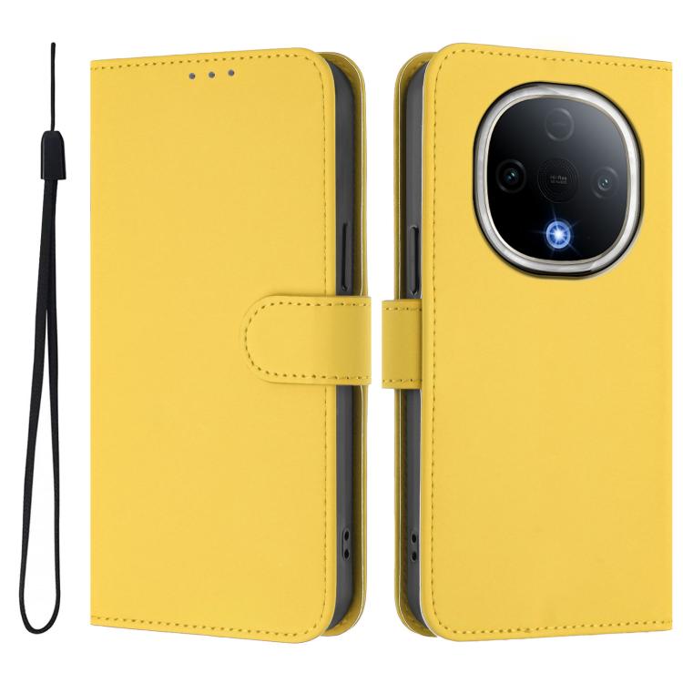 For vivo Y300 Skin Feel Solid Color Leather Phone Case with Lanyard