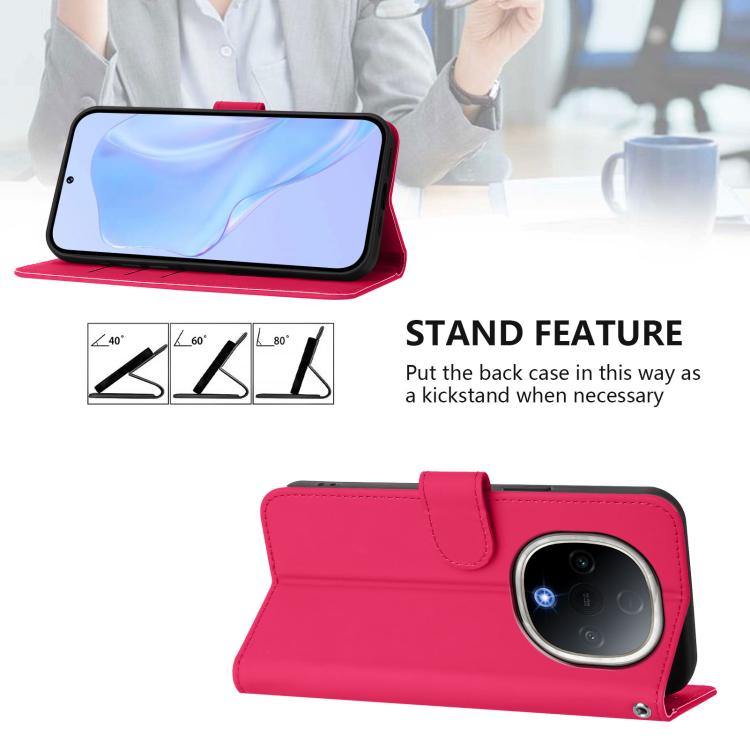 For vivo Y300 Skin Feel Solid Color Leather Phone Case with Lanyard