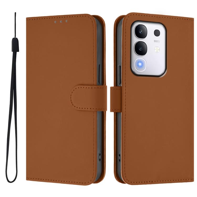 For vivo Y29 4G Global Skin Feel Solid Color Leather Phone Case with Lanyard