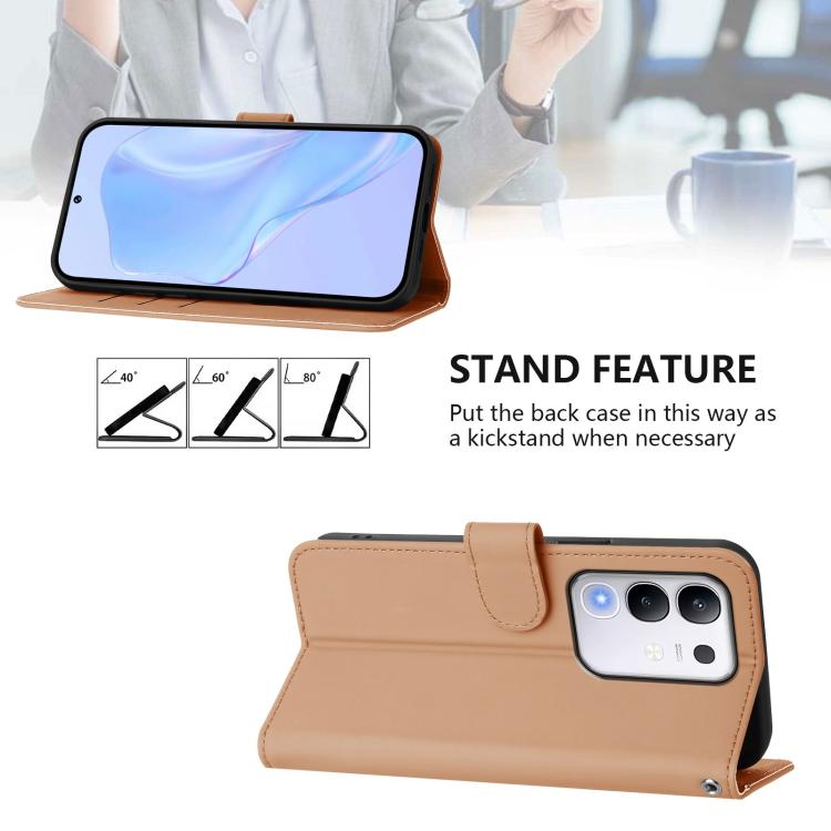 For vivo Y29 4G Global Skin Feel Solid Color Leather Phone Case with Lanyard