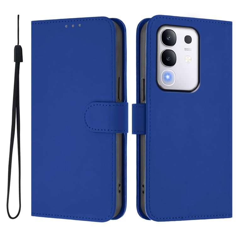 For vivo Y29 4G Global Skin Feel Solid Color Leather Phone Case with Lanyard