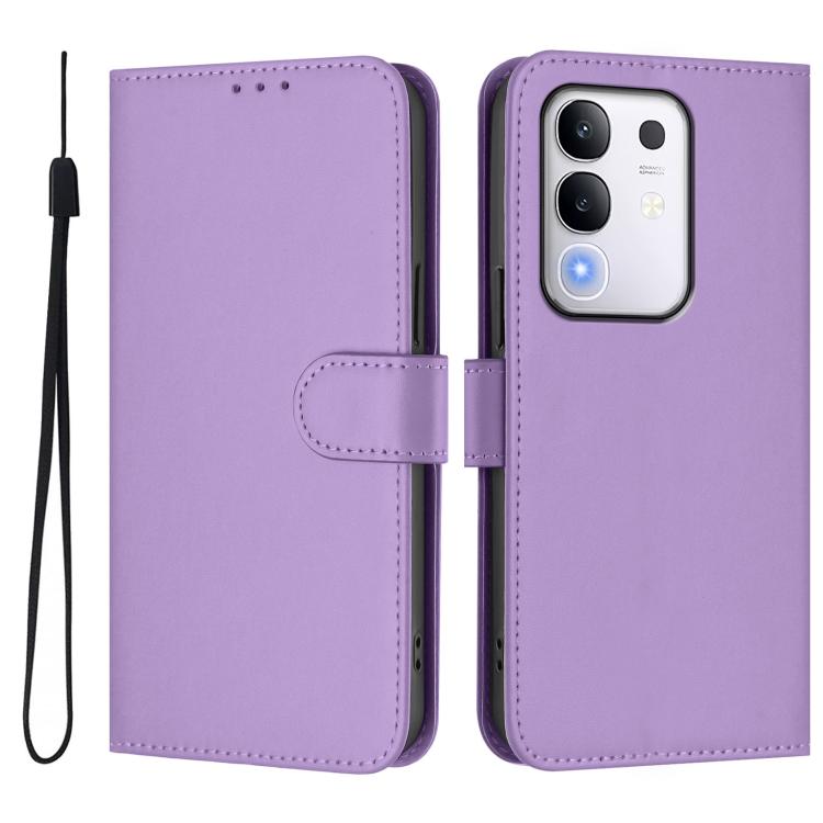 For vivo Y29 4G Global Skin Feel Solid Color Leather Phone Case with Lanyard
