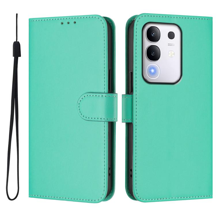 For vivo Y29 4G Global Skin Feel Solid Color Leather Phone Case with Lanyard