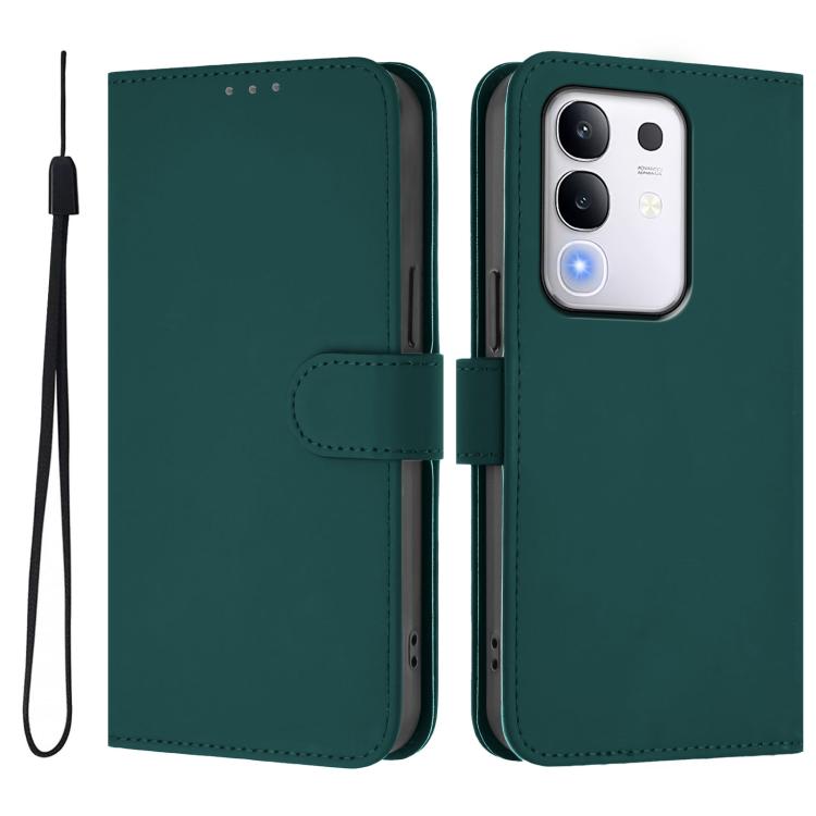 For vivo Y29 4G Global Skin Feel Solid Color Leather Phone Case with Lanyard