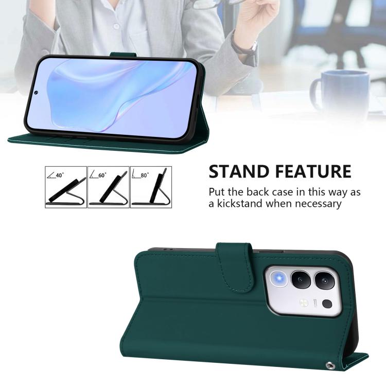 For vivo Y29 4G Global Skin Feel Solid Color Leather Phone Case with Lanyard