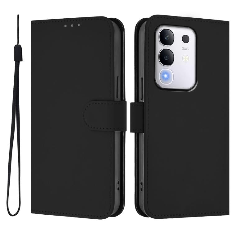 For vivo Y29 4G Global Skin Feel Solid Color Leather Phone Case with Lanyard