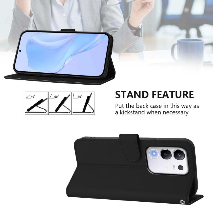For vivo Y29 4G Global Skin Feel Solid Color Leather Phone Case with Lanyard