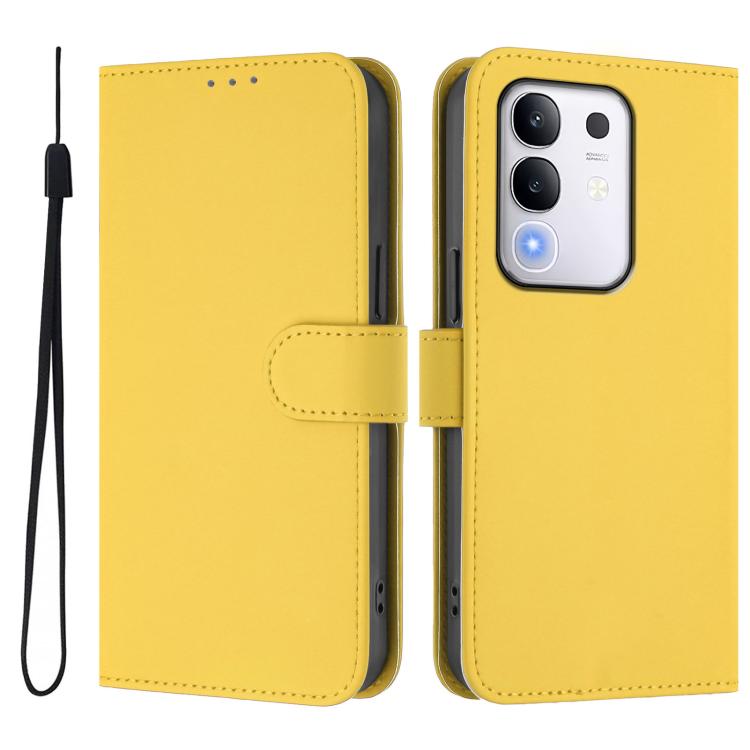 For vivo Y29 4G Global Skin Feel Solid Color Leather Phone Case with Lanyard