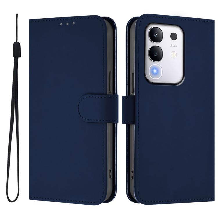For vivo Y29 4G Global Skin Feel Solid Color Leather Phone Case with Lanyard