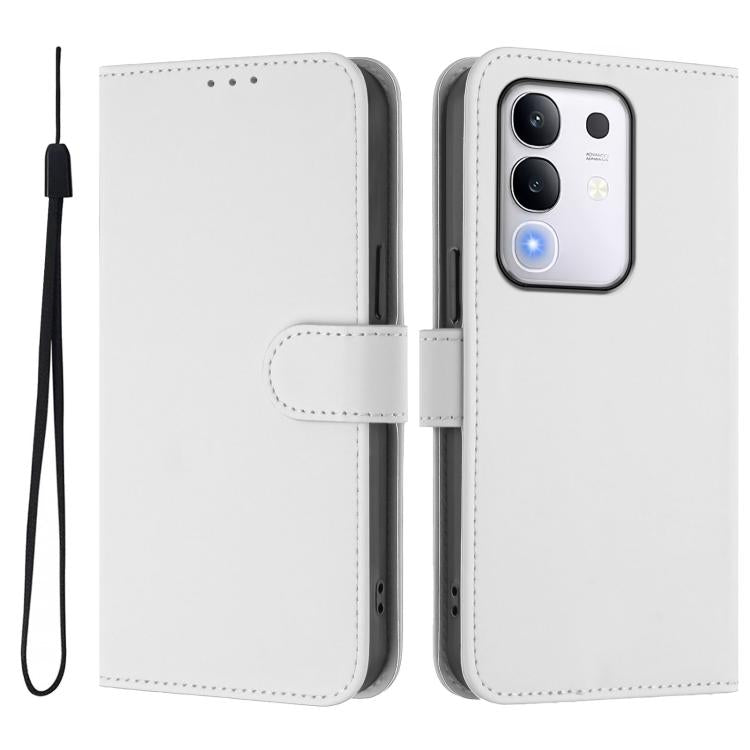 For vivo Y29 4G Global Skin Feel Solid Color Leather Phone Case with Lanyard