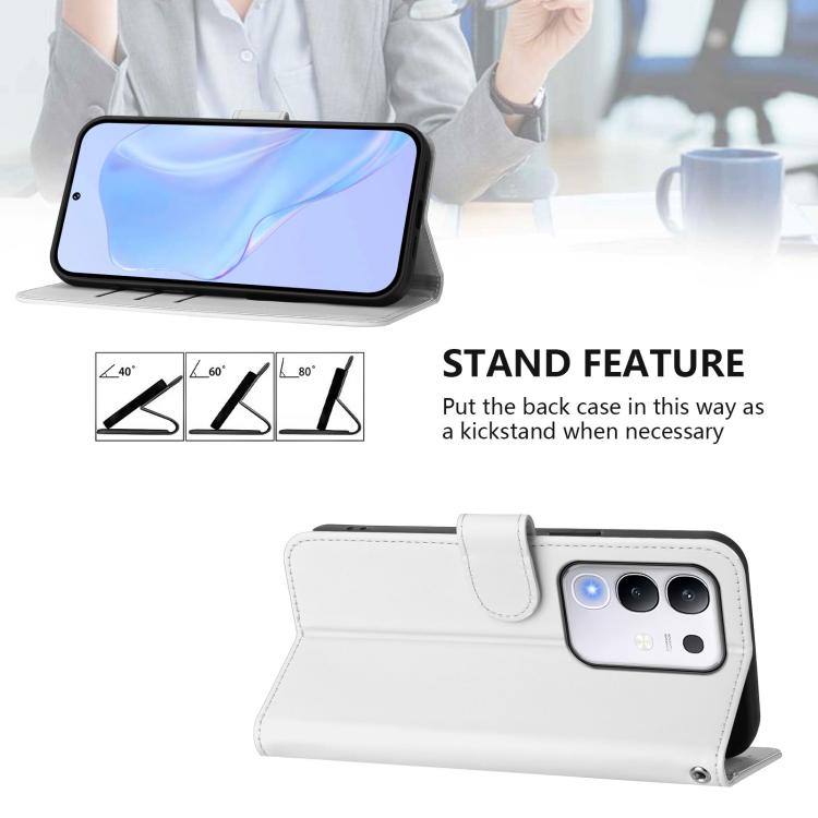 For vivo Y29 4G Global Skin Feel Solid Color Leather Phone Case with Lanyard
