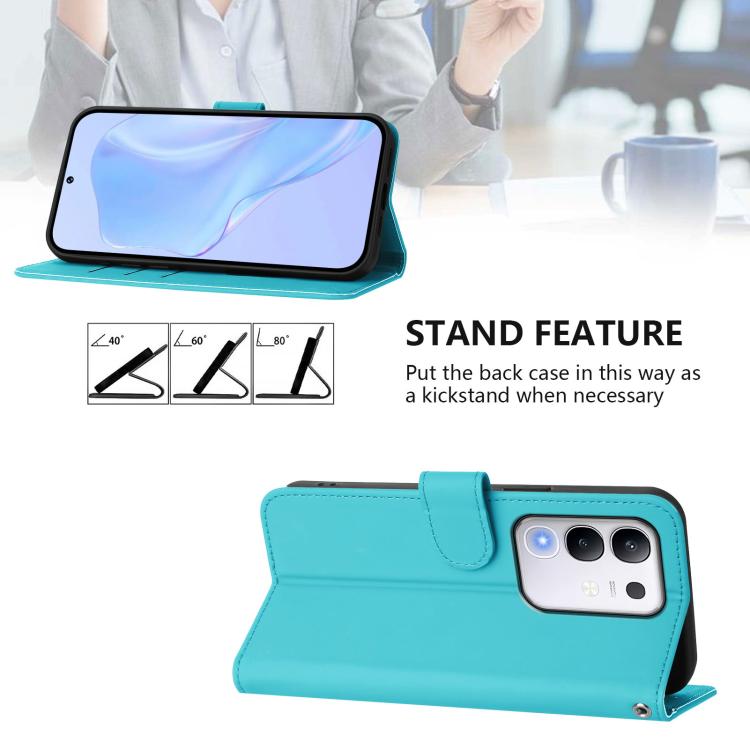 For vivo Y29 4G Global Skin Feel Solid Color Leather Phone Case with Lanyard