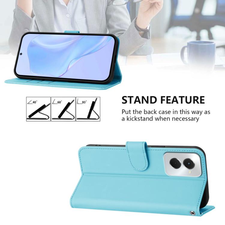For vivo Y29S 5G / Y04 4G Global Skin Feel Solid Color Leather Phone Case with Lanyard