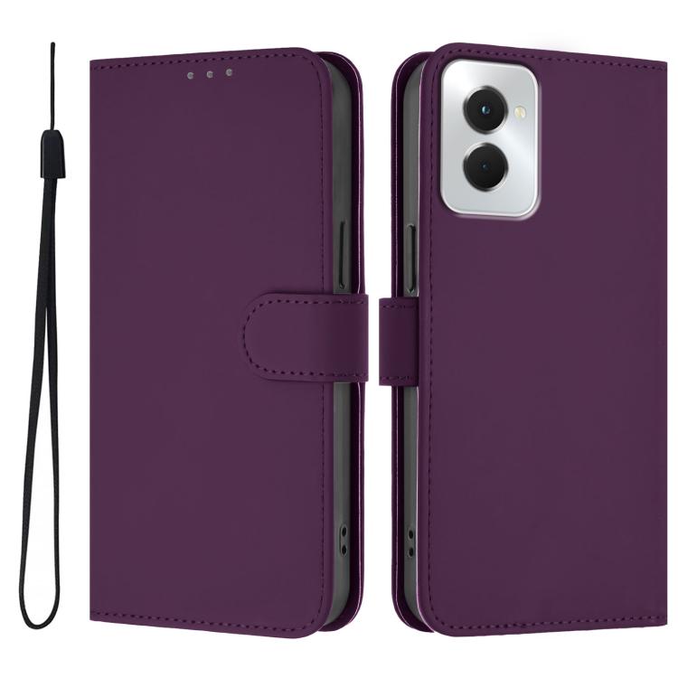 For vivo Y29S 5G / Y04 4G Global Skin Feel Solid Color Leather Phone Case with Lanyard