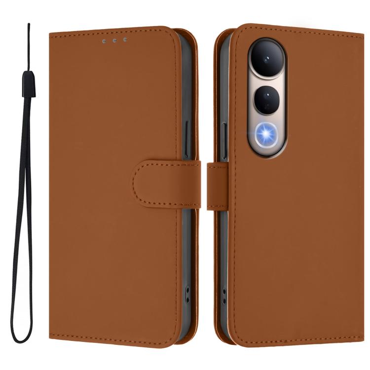 For vivo V50 Lite 5G Skin Feel Solid Color Leather Phone Case with Lanyard