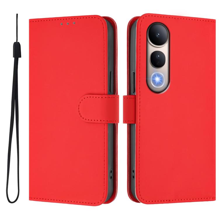 For vivo V50 Lite 5G Skin Feel Solid Color Leather Phone Case with Lanyard