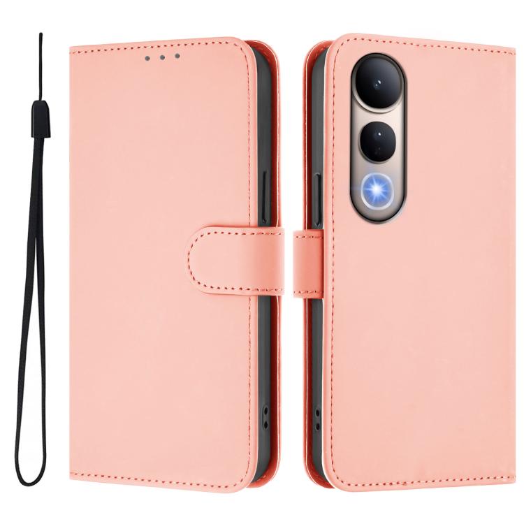 For vivo V50 Lite 5G Skin Feel Solid Color Leather Phone Case with Lanyard