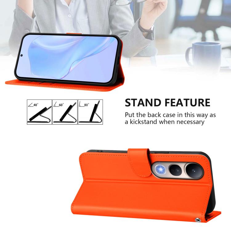 For vivo V50 Lite 5G Skin Feel Solid Color Leather Phone Case with Lanyard