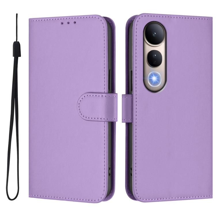 For vivo V50 Lite 5G Skin Feel Solid Color Leather Phone Case with Lanyard