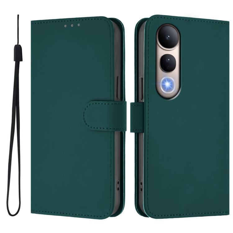 For vivo V50 Lite 5G Skin Feel Solid Color Leather Phone Case with Lanyard