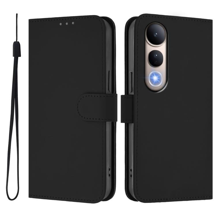 For vivo V50 Lite 5G Skin Feel Solid Color Leather Phone Case with Lanyard