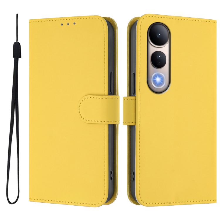 For vivo V50 Lite 5G Skin Feel Solid Color Leather Phone Case with Lanyard
