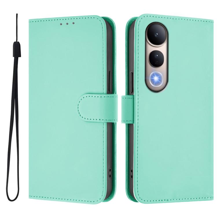 For vivo V50 Lite 5G Skin Feel Solid Color Leather Phone Case with Lanyard
