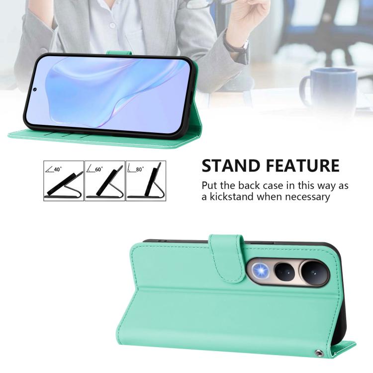 For vivo V50 Lite 5G Skin Feel Solid Color Leather Phone Case with Lanyard