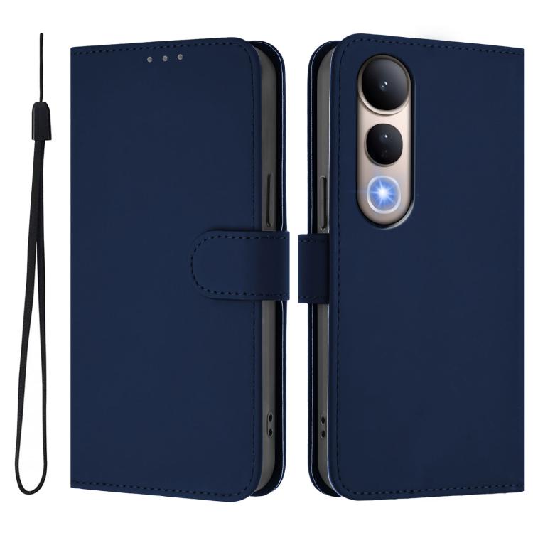 For vivo V50 Lite 5G Skin Feel Solid Color Leather Phone Case with Lanyard