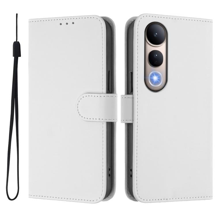 For vivo V50 Lite 5G Skin Feel Solid Color Leather Phone Case with Lanyard