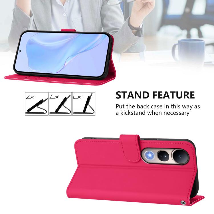 For vivo V50 Lite 5G Skin Feel Solid Color Leather Phone Case with Lanyard