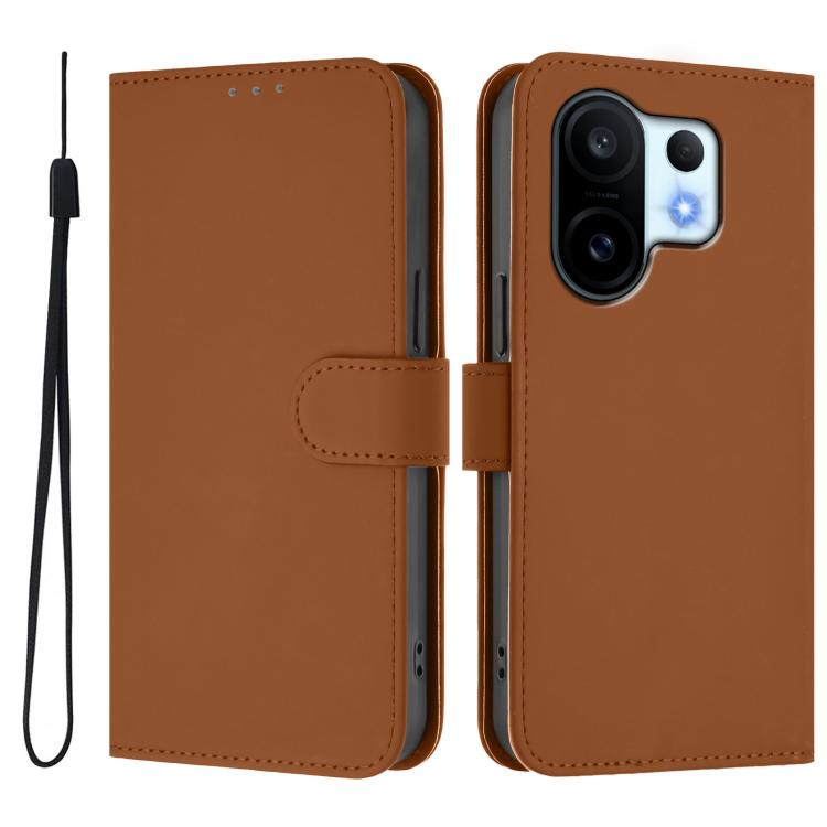 For vivo S30 Pro mini Skin Feel Solid Color Leather Phone Case with Lanyard