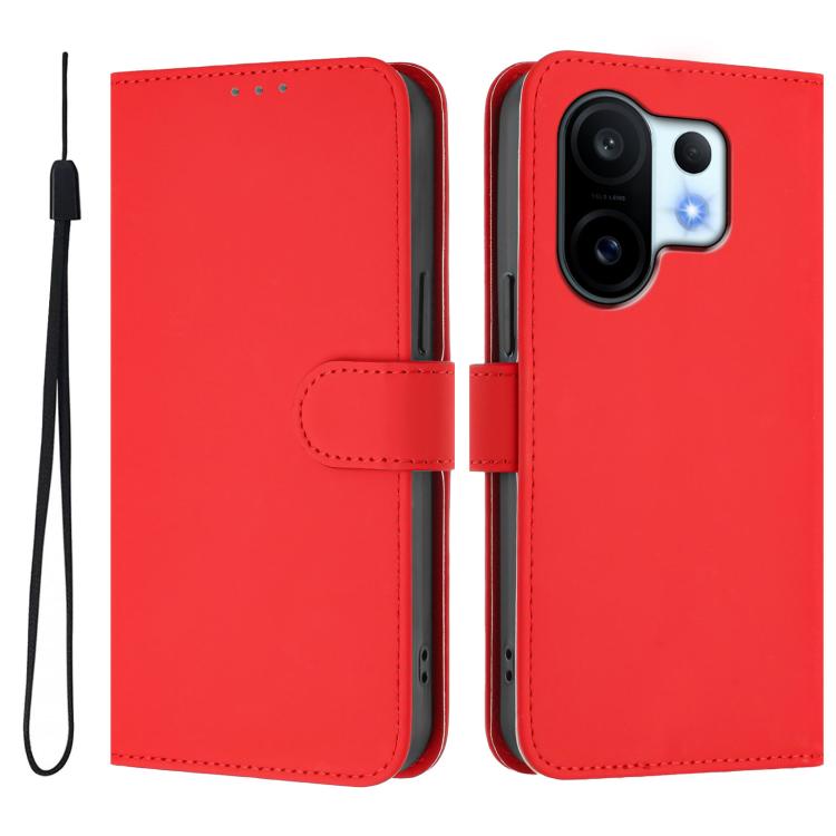 For vivo S30 Pro mini Skin Feel Solid Color Leather Phone Case with Lanyard