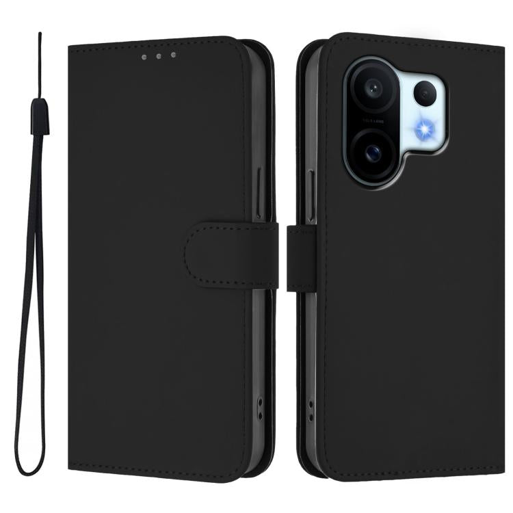 For vivo S30 Pro mini Skin Feel Solid Color Leather Phone Case with Lanyard